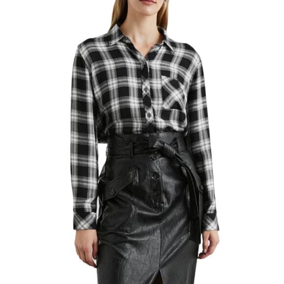 Rails Hunter Rayon Button Down Shirt Size S Midnight Snow Plaid NEW - Picture 3 of 12